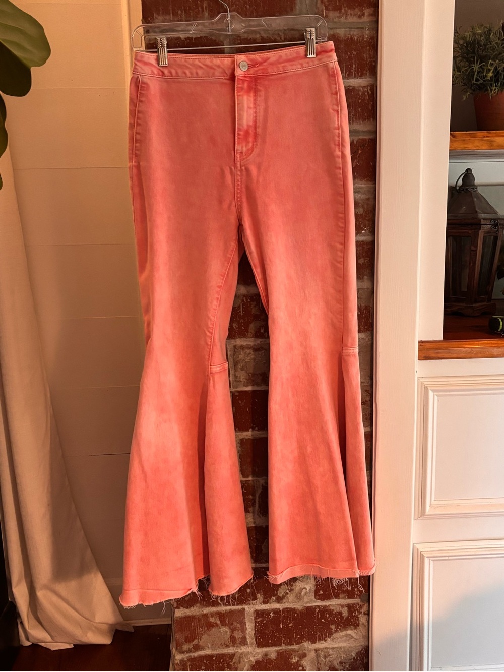 Pink Free People Bell Bottom Jeans